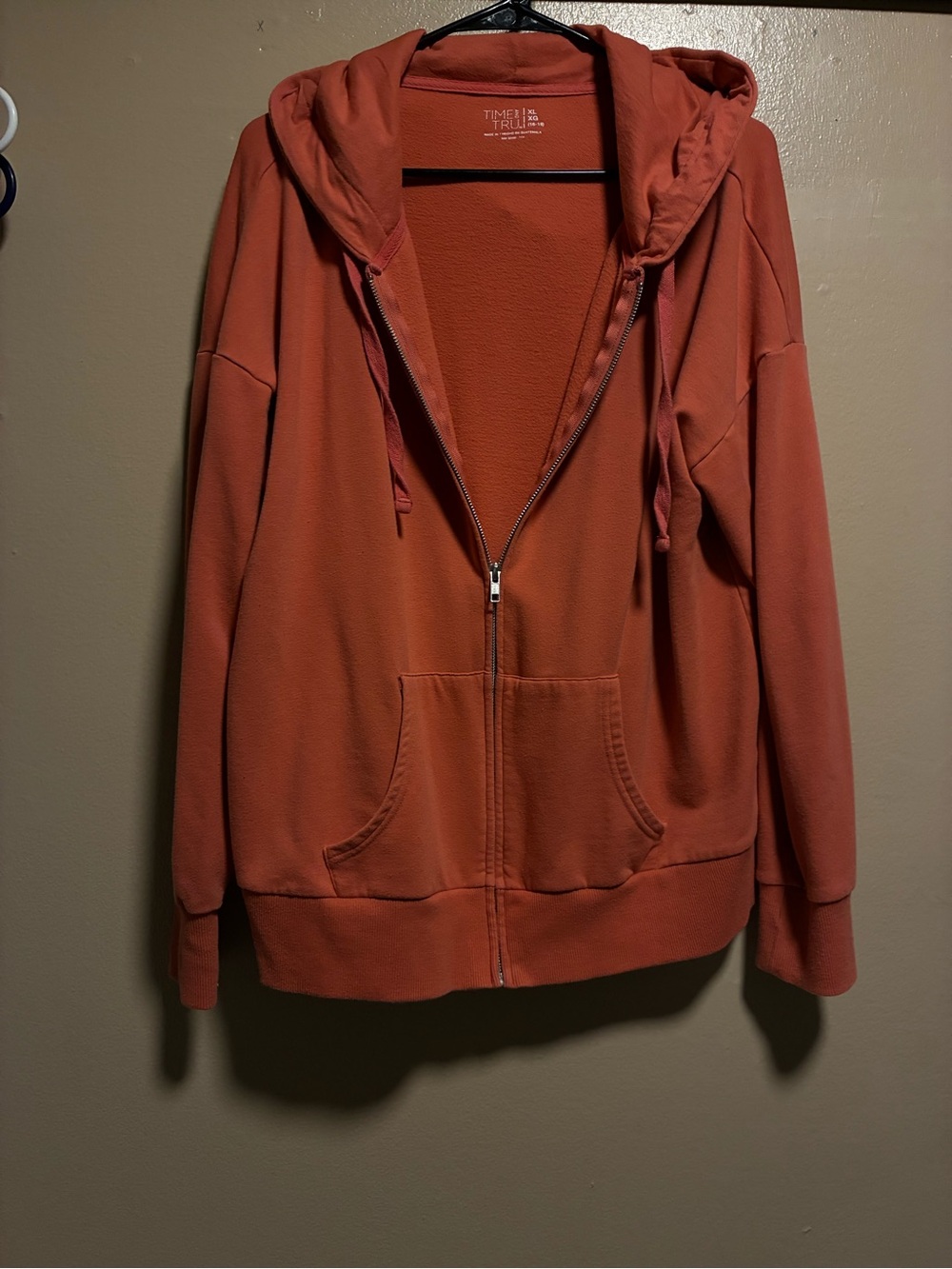Time and Tru Rust Zip-Up Hoodie with Hood